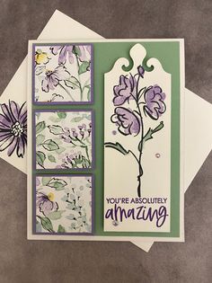 some cards with flowers on them and the words you're absolutely amazing