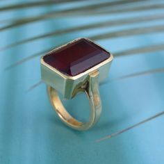 "Natural Garnet Ring, Handmade Ring, Brass Ring, Designer Rectangle Red Garnet Ring, Anniversary Ring, January Birthstone, Valentines Day Gift  Size:- All Size Available In Variation Metal:- Brass Stone:- Red Garnet IMPORTANT NOTE....👇 1 product free gift on purchase of 3 products. You can choose the plain brass ring free gift as your wish. Take a screenshot of plain brass ring you like from my shop and send me a photo in personal message. MUST READ....👇 5 stars is my shop's priority. So conta Gold Rectangular Ruby Ring, Rectangular Ruby Ring With Gold Setting, Modern Red Gemstone Ring, Red Gemstone Ring With Rectangular Stone, Red Rectangular Ring With Polished Finish, Ruby Gemstone Rings With Rectangular Stone, Rectangular Ruby Ring Gift, Red Rectangular Gemstone Ring, Rectangular Ruby Ring For Gift