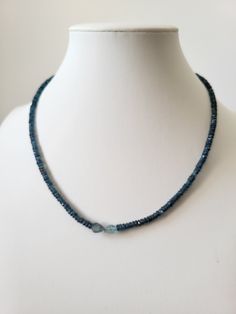 *This necklace is made entirely from natural indigo blue kyanite stones, faceted about 2 to 3 mm. * The central stones are irregularly shaped blue aquamarines. * The necklace measures 49 cm * All findings are made of 925 silver. * Handmade item * Free delivery by post by registered letter. * Necklace for women * Delivered in its reusable cotton protective pouch * Instagram _atelier768_ * Unique piece * Possibility of reducing the length on request, possibility of a waiting period. On request bef Blue Kyanite, Aqua Marine, Aquamarine Blue, Letter Necklace, Indigo Blue, Necklace For Women, Beaded Necklaces, Aquamarine, Natural Stones