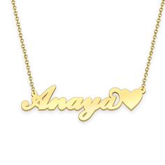 Anaya name necklace with little heart 14k gold unique gifts 
								Add something extra special to your jewelry box with Name Necklace Official engravable necklaces.
								The Anaya's name necklace with little heart unique gifts 14k gold is best gifts for Anaya. Name Necklace Official provides affordable engravable jewelry that won't 
								break the bank. In addition, these pieces make for very thoughtful and appreciated gifts for friends and family. 
								And whether valentine's day gifts, mother's day gifts, christmas gifts, wedding gifts, graduation gifts, birthday gifts,
								 NAME NECKLACE are all the best gift choice store. Nameplate Charm Necklace As A Gift For Her, Custom Name Charm Necklace Nameplate For Her, Custom Name Charm Necklace For Her, Custom Nameplate Charm Necklace As Gift For Her, Gift For Her: Custom Nameplate Charm Necklace, Gold Heart-shaped Name Jewelry, Custom Name Gold Necklace For Valentine's Day, Heart-shaped Gold Jewelry With Names, Dainty Custom Name Necklace For Her