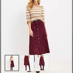 Beautifully Tailored And Flared In Sumptuous Faux Suede, This Midi Skirt Cuts A Dreamy Silhouette With A Cool Kind Of Polish. Snap Front. Belt Loops. Front Patch Pockets. Lined. Length 32" Long New With Tags Red Midi Skirt For Fall, Red Pleated Skirt For Fall, Burgundy Skirt For Fall, Casual Burgundy Skirt For Fall, Pocket Skirt, Suede Skirt, Red Skirts, Fall 2023, Skirts With Pockets