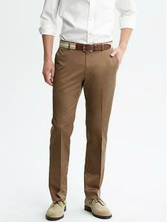 Tailored Slim Non-Iron Cotton Pant Workwear Slim Fit Chinos With Belt Loops, Slim Fit Chinos With Belt Loops For Work, Business Casual Flat Front Pants With Belt Loops, Straight Stretch Dress Pants For Formal Occasions, Straight Chinos For Workwear With Pockets, Straight Business Casual Pants With Pockets, Business Casual Slim Fit Straight Bottoms, Straight Slim Fit Bottoms For Business Casual, Straight Business Pants With Pressed Crease