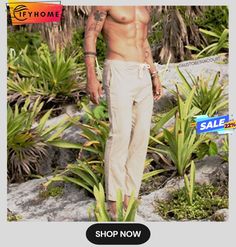 Men's Linen Pants Trousers Summer Pants Beach Pants Pleated Pants Drawstring Elastic Waist Plain Breathable Soft Casual Daily Holiday Linen / Cotton Blend Fashion Streetwear Khaki Micro-elastic Men’s Linen Pants Style, Ankle-length Drawstring Beach Pants, Non-stretch Linen Beach Bottoms, Non-stretch Cotton Beach Pants, Beach-style Relaxed Fit Cotton Parachute Pants, Mens Linen Pants, Daily Holidays, Beach Pants, Mens Linen