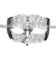 SILVER Series Diamond Design Laser Cut Venetian Masquerade Mask - Luxury Mask - 1 Gothic Masks And Prosthetics For Carnival Theater, Gothic Masks For Mardi Gras Theater, Gothic Masks For Theater And Mardi Gras, Rhinestone Masquerade Mask For Mardi Gras Carnival, Mardi Gras Masquerade Mask With Rhinestones For Carnival, Gothic Masquerade Eye Mask For Theater, Gothic Eye Mask For Theater Masquerade, Gothic Eye Mask For Theater, Silver Gothic Mask For Masquerade