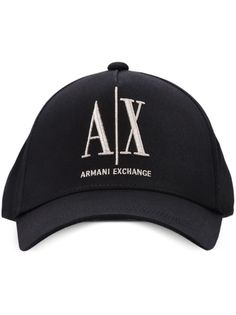 black/white cotton round crown curved peak embroidered logo to the front adjustable strap to the rear Black Baseball Cap With Embroidered Logo For Fans, Black Sporty Baseball Cap With Embroidered Logo, Black Embroidered Logo Baseball Cap, Black Cotton Baseball Cap With Logo, Exchange Logo, Luxury Embroidered Logo Six-panel Baseball Cap, Armani Exchange, Logo Embroidered, White Cotton