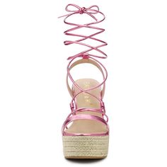 Looking for a stylish and comfortable pair of sandals to wear to your next party or event? Check out the latest espadrille lace-up sandals with platform heels from Spot On footwear. These sandals are perfect for the festive season and can be paired with tights and a tulle dress for a chic and sophisticated look. Whether you're planning a night out with friends or a weekend getaway, these sandals will keep you looking and feeling great. So why wait? Order your pair today and get ready to swish in Sandals With Platform, Platform Wedge Heels, Women's Espadrilles, Espadrilles Platform, Platform Espadrilles, Faux Leather Heels, Platform Sandals Heels, Open Toe Shoes, Wedge Heel Sandals