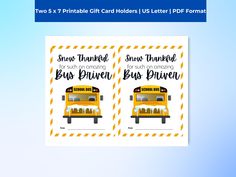 two yellow school bus stickers with the words, show thanks and thank