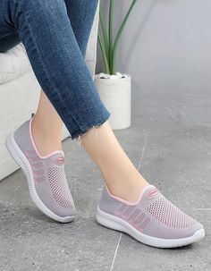 Women's Lightweight Slip-on Sport Shoes — Obiono Breathable Slip-on Walking Shoes For Light Exercise, Sporty Lightweight Slip-on Sneakers, Lightweight Walking Shoes For Summer Sports, Mesh Slip-on Running Shoes For Light Sports, Slip-on Running Shoes For Light Exercise, Breathable Walking Shoes For Summer Sports, Breathable Walking Shoes For Summer, Comfortable Breathable Walking Shoes For Summer, Casual Gray Breathable Slip-on Sneakers