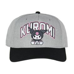 The Sanrio Adult Kuromi Embroidered Precurve Snapback Cap Hat is the great accessory for any Sanrio fan! Made with great materials, this hat is designed to fit most adults with its adjustable snapback closure. This hat is a must-have for any fan of the character, featuring an adorable embroidered design of Kuromi, the cute and lovable white rabbit or imp-like creature from the Sanrio universe who is Melody's rival. Gray Trucker Hat With Embroidered Logo, Gray Baseball Cap With Embroidered Logo, Trucker Hat With Embroidered Logo And Curved Visor, Gray Hat With Embroidered Logo And Curved Bill, Gray Baseball Cap With Embroidered Logo And Curved Bill, Gray Curved Bill Baseball Cap With Embroidered Logo, Gray Curved Bill Hat With Embroidered Logo, Gray Hat With Embroidered Logo And Curved Brim, Gray Curved Brim Hat With Embroidered Logo