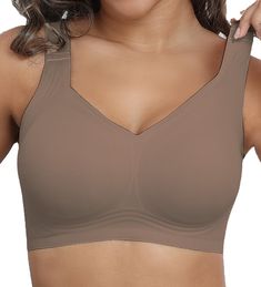 PRICES MAY VARY. Ultra-Soft Fabric for All-Day Comfort：This bra offers a silky-soft, breathable feel that moves with you. The wire-free design ensures no digging or pinching, making it perfect for work, lounging, or light activities—all day long. Full Coverage & Wide Straps for Enhanced Support:Designed with wide, adjustable straps and full-coverage cups, this bra relieves shoulder pressure and reduces bounce. Ideal for larger busts, it offers all-day support and comfort. Back-Smoothing Design w Best Bras For Large Bust Wireless, Best Bras For Large Bust, Bras For Older Women, Best Minimizer Bra, Most Comfortable Bra, Wireless Bras, Light Activities, Bra For Women, Bras For Women