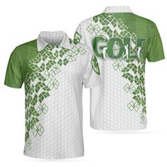 Elegant Golf In Green Golf Polo Shirt, White And Green Golf Shirt For Men, Unique Gift For Golfers - Hyperfavor Sporty Green Polo Collar T-shirt, Moisture-wicking Golf T-shirt For Sports, Sporty Breathable T-shirt For Golf, Moisture-wicking Polo Shirt For Team Events, Moisture-wicking Polo Shirt For Sports Season, Sporty Polo Collar T-shirt For Team Events, Team Spirit Golf Tops With Moisture-wicking, Moisture-wicking Polo Shirt For Sports, Breathable Short Sleeve Golf Tops