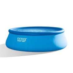 an inflatable swimming pool is shown with the lid down and no cover on it