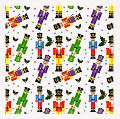 the nutcrackers are all different colors and patterns on this white paper napkin