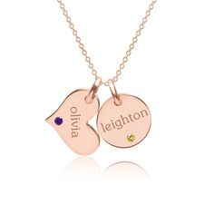 An effortless necklace that adds a little sparkle to whatever you’re wearing or doing. Choose your birthstone, your partner’s, your kid’s, or just that stone you love. available in 14k yellow, 14k rose and 14k white gold circle available in 1/2", 9/16" and 5/8" in diameter heart is 1/2" in diameter 2mm genuine birthstone centered below text on each tag hangs on a 14k gold diamond cut chain front text available in lowercase font for names and dates front text available in uppercase font for initi Yellow Gold Heart Necklace With Birthstone, Anniversary Rose Gold Birthstone Necklace In Sterling Silver, Personalized 14k Gold Birthstone Necklace, 14k Gold Personalized Birthstone Necklace, Heart-shaped Yellow Gold Sterling Silver Birthstone Necklace, Yellow Gold Birthstone Heart Pendant Necklace, Personalized Rose Gold Sterling Silver Birthstone Necklace, Rose Gold Birthstone Charm Necklaces For Anniversary, Rose Gold Heart Necklace With Birthstone For Mom