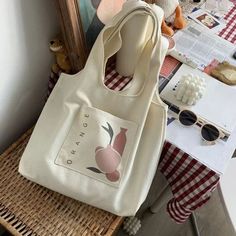 UAKISS - 2024 Canvas Women Sweet Flower Print Tote Bags Korean Vintage Trendy Chic Handbag High-capacity Casual Y2k Shoulder Underarm Bag Bags Korean, Bagged Milk, Floral Bags, Trendy Chic, Underarm Bag, Orange Bag, Chic Handbags, Print Tote, Printed Tote Bags