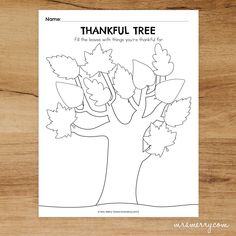 a printable thanksgiving tree with leaves for kids to color and cut out on it