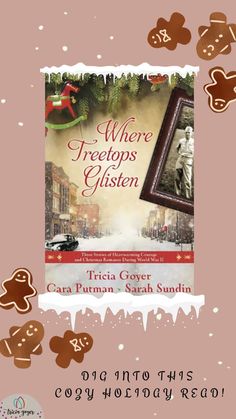 a book cover with gingerbreads and other cookies flying around it in the air