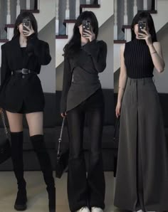 Women In Black, 파티 드레스, Korean Casual Outfits, Everyday Fashion Outfits, Black Outfits, Looks Street Style, Easy Trendy Outfits, Asian Outfits