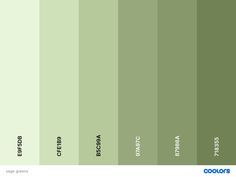 the color chart for green is shown in this image