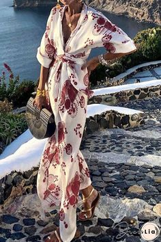 Dresses Bohemian Print, Print Kimonos, Fashion Bohemian, Straight Dress, Linnet, Kimono Dress, Look Vintage, A Line Dresses, Maxi Dress With Sleeves