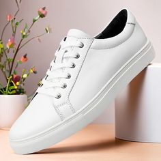 Category:Sneakers; Upper Materials:Leather,Italian Full-Grain Cowhide; Lining Materials:Cowhide; Gender:Men's; Toe Shape:Square Toe; Outsole Materials:Rubber; Closure Type:Lace-up; Function:Slip Resistant,Comfortable; Listing Date:02/19/2024; 2024 Trends:Dress Shoes,Formal Shoes Gentleman Office, White Leather Tennis Shoes, Dress Sneakers, British Gentleman, Shoes Formal, Christmas Board, Shoes White, Sneakers Online, Stylish Shoes