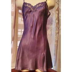 Simply Gorgeous. You Won't Be Disappointed With This Nwot Vintage Y2k Beauty. From Clean Smoke And Pet Free Home Purple Lace Slip Dress, Cute Night Gowns For Women, Satin Nightgown Aesthetic, Y2k Cocktail Dress, Fitted Purple Sleepwear For Pajama Party, Purple Summer Nightgown For Pajama Party, Purple Satin Sleepwear, Elegant Purple Fitted Sleepwear, Elegant Fitted Purple Sleepwear