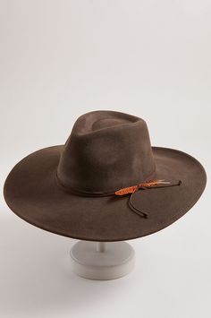 Brown Curved Brim Hat Bands For Kentucky Derby, Adjustable High Crown Felt Hat In Country Style, Brown High Crown Fedora For Country Events, Brown High Crown Country Hat, High Crown Brown Country Hat, Brown High Crown Hat For Kentucky Derby, Western Style Brown Felt Hat With High Crown, Brown High Crown Fedora For Kentucky Derby, Adjustable High Crown Felt Hat For Fall