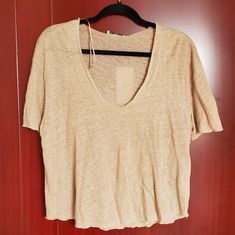 This Beautiful Brown Shirt Is A Little See Through So I Would Wear Something Underneath It. Approximate Measurements Are: Front 13.5in Armpit To Armpit Stretched 23in Armpit To Bottom 10.5in Back 22.5in Bundle And Save! Zara Beige V-neck Top, Beige V-neck Top By Zara, Zara Linen Tops With Relaxed Fit, Zara Relaxed Fit Linen Tops, Trendy Zara V-neck Top, Zara Trendy V-neck Tops, Zara Linen V-neck Blouse, Zara Linen V-neck Top, Zara V-neck Linen Tops