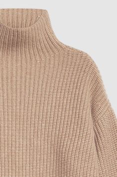 ANINE BING Sydney Sweater - Camel Merino Wool Sweater With Ribbed Funnel Neck, Merino Wool Sweater With Funnel Neck And Ribbed Collar, Wool High Neck Sweater With Ribbed Cuffs, High Neck Merino Wool Sweater With Ribbed Cuffs, Cozy Turtleneck Polo Sweater With Ribbed Cuffs, High Neck Cashmere Sweater, Fall Funnel Neck Polo Sweater, Wool Funnel Neck Polo Sweater For Fall, Wool Polo Sweater With Funnel Neck For Fall