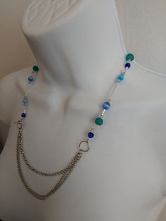 #BlueandSilverBeadedNecklace #BlueAgateandSilverChainNecklace #BlueAgateBeads #BOHONecklace #Beads #Chains #Necklace #GlassBeadNecklace #SomethingBlueForyou #BlueBeadNecklace #JustListed #Etsy #BlueBeadedNecklace #BlueandSilverNecklace #BlueAgateNecklace #BeadsandChainsNecklace #GlassBeadsNecklace #SomethingBlue Blue Glass Bohemian Jewelry, Blue Metal Beaded Necklaces, Blue Beaded Metal Necklace, Blue Metal Beaded Chain Necklace, Handmade Blue Glass Necklaces, Blue Glass Beads With Unique Style, Blue Metal Beaded Necklaces With Round Beads, Blue Metal Beaded Necklace With Round Beads, Blue Beaded Chain Metal Necklace