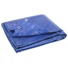 a blue tarp is folded on top of each other