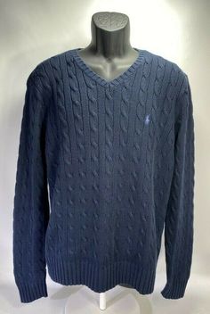 90's Retro  Polo Ralph Lauren Cable knitted V-neck Preppy Sweater  Color: Blue Size: M Measurements: Approximately  Length (Shoulder to Hem): 29" Chest: Armpit to Armpit  22" Sleeve Length (Shoulder to Cuff) 35" Classic V-neck Textured Knit Sweater, Fitted Long Sleeve Cotton V-neck Sweater, Casual V-neck Knit Cardigan, Casual Fitted Cotton V-neck Sweater, Casual V-neck Polo Sweater For Winter, Casual Fitted Knit V-neck Sweater, Fitted Knit V-neck Sweater Casual Style, Casual Cable Knit Polo Sweater, Winter Cotton V-neck Polo Sweater