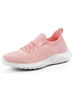 Pink  Collar     Embellished   Women Shoes Slip-resistant Low-top Running Shoes For Workout, Sporty Non-slip Lace-up Running Shoes, Breathable Lace-up Sneakers For Workout, Athleisure Slip-resistant Sneakers For Workout, Pink Breathable Slip-on Sneakers, Sporty Pink Breathable Slip-on Sneakers, Sporty Pink Slip-on Sneakers For Running, Breathable High-top Walking Shoes For Sports, Pink Sporty Slip-on Sneakers For Jogging