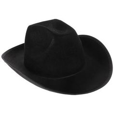 Saddle up with a stylish new accessory! Black Cowboy Hat is made of hard felt with a solid black color and is sized to fit most adults. The hat's characteristic tapered top and curled brim make it look just like a cowboy's. Wear it as a part of a costume, or use it to keep the sun out of your eyes! It might not be a whole ten gallons, but this hat will bring lots of western style to your look. Dimensions: 	 Length: 15" 	 Width: 12" 	 Height: 6" Saddle up with a stylish new accessory! Cowboy Hat Western Black Felt Hat For Western-themed Events, Western Black Fedora For Western-themed Events, Black Western Fedora For Western-themed Events, Western Style Black Fedora For Western-themed Events, Western Black Costume Hat With Flat Brim, Western Style Black Top Hat For Western-themed Events, Black Country Style Felt Hat For Rodeo, Country Style Black Felt Hat For Rodeo, Black Brimmed Costume Hat For Country Events