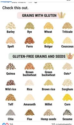 an image of grains with gluten on the bottom and other ingredients in each