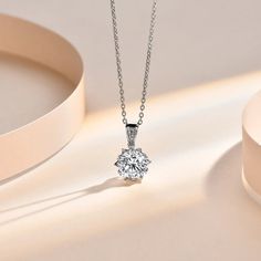 1 Carat Round Brilliant Cut D - Moissanite Pendant Necklace 925 Sterling Silver - Lab Grown Diamond - Lavishic White Gemstone Necklace, Engagement Necklaces, Moissanite Pendant, Moissanite Necklace, Luxury Necklace, Silver 925 Necklace, Unique Pendant, Moissanite Diamonds, 1 Carat