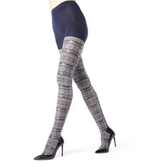 OurMemoi Selbu Sweater Tights are the perfect partnership between the traditional and the trendy. Adorned with the selburose, also known as the Norwegian star, the repeated geometric pattern is reminiscent of snowflakes and ice crystals, magnified and given some poetic license. Gorgeous with other nordic wintertime staples, or as a warm base beneath your own unique styles. Gray Winter Tights, Fitted Gray Winter Tights, Fitted Gray Tights For Winter, Fitted Gray Legwear For Winter, Winter Blue Stretch Tights, Fitted Gray Elastane Tights, Winter Compression Thigh High Legwear, Thigh High Compression Legwear For Winter, Fitted Blue Winter Hosiery