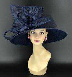 ✿*.Key Features.*✿ This is a wide brim hat with same color big sinamay bows and crin bow, very elegant and beautiful.  Great for Kentucky derby, weddings, church, Easter, Royal Ascot, horse races, cocktails, tea party, or any hat wearing occasion. Hat base size: From front to back: 17.75" (45cm) From left to right: 19" (48cm) Wide brim Appr: 5.12~6.5" Head girth: 22.5" (57cm) , adjustable string inside to make smaller to fit your head. If you want other colors in this style, just search the same item code in my store, you will find them. ✿*.Tip.*✿ ❣️If you want a customized piece, please follow the instructions below: 🔹Present style of hat or fascinator you would like from the store, with additional photos of your outfit and any other details you'd like me to know. 🔹After this process is Blue Wide Brim Fedora For Kentucky Derby, Wide Brim Boater Hat For Kentucky Derby, Kentucky Derby Fedora Straw Hat For Church, Fedora Straw Hat For Kentucky Derby And Church, Blue Curved Brim Hat For Church, Blue Wide Brim Straw Hat For Kentucky Derby, Fedora Straw Hat For Church And Kentucky Derby, Blue Chic Straw Hat With Curved Brim, Chic Blue Straw Hat With Curved Brim