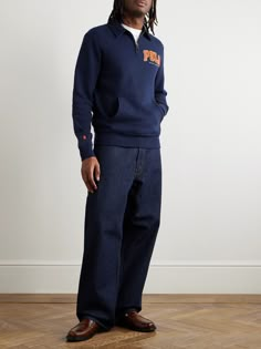 Polo Ralph Lauren's sporty half-zip sweatshirt is made from cotton-blend jersey with a soft fleece backing. It's appliquéd with chenille logo patches for texture. Ralph Lauren Half Zip, Ralph Lauren Logo, Half Zip Sweatshirt, Ralph Lauren Mens, Sweatshirt For Men, Ralph Lauren Collection, Zip Sweatshirt, Mr Porter, Polo Ralph Lauren Mens