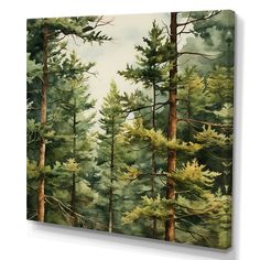 a painting of some trees in the woods