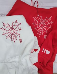 Price is $45 for 1 sweatshirt and $55 for 1 Hoodie When ordering select size, color, add personalization and add to cart.   Go back and select the matching item select size, color, personalization and add to cart Embroidery will be opposite color of matching hoodie/sweater.  Designed will be on Left chest and left sleeve unless stated on personalization section. If only buying one item please let me know what color thread you want. Personalization includes ONLY 1 Letter (Initial and Heart)  any Matching Hoodies For Couples Disney, Custom Boyfriend Hoodie, Bf And Gf Matching Sweatshirts, Valentines Embroidery Designs Hoodies, Matching Spiderman Hoodies, Couple Matching Sweatsuit, Sweater Ideas Design, Diy Hoodie Embroidery, Bff Hoodies For 2