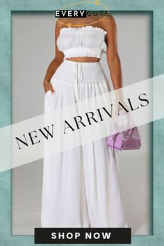 White Casual Solid Backless Strapless Sleeveless Two Pieces White Casual, Two Piece Outfit, Pants Outfit, Two Pieces, Product Name, Pants Set, Two Piece, Shop Now, Pants