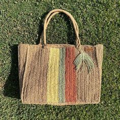 Handmade Posts from a small business in Turkey Materials: natural raffia yarn Definition Every woman should have this bag for every fashionista. Whether you keep it for yourself or gift it to someone you care about, it will be unforgettable. ✔️I made this beautiful bag from organic cotton milky brown(colorful) natural paper rope. ✔️The inside of the product is lined and 2 compartments are sewn. ✔️There is a magnetic button on the inside of the wicker summer bag. Suitable for use as a shoulder ba Beige Crochet Beach Bag, Fair Trade, Fair Trade Beige Crochet Bag For Beach, Beige Fair Trade Crochet Bag For Beach, Beige Fair Trade Crochet Beach Bag, Everyday Bohemian Jute Shoulder Bag, Bohemian Everyday Jute Shoulder Bag, Green Jute Straw Bag For Everyday Use, Bohemian Jute Shoulder Bag For Everyday Use, Fair Trade Jute Beach Bag For Travel