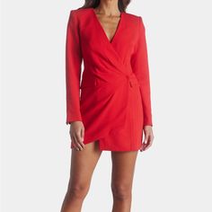 Bought This For A Christmas Party But Went With Another Option! It’s Gorgeous And Very Quality. Red V-neck Mini Dress For Holiday, Chic Red V-neck Dress For Formal Occasions, Chic Red V-neck Dress For Fall, Chic V-neck Dress For Holiday Party, Red V-neck Mini Dress For Party Season, Elegant Red V-neck Mini Dress, Elegant Red V-neck Dress For Date Night, Red V-neck Dress For Spring Date Night, Chic Red V-neck Mini Dress