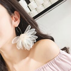 Bohemia Yarn Plant Women Dangle Earrings Flower Long Earrings For Women Drops Earrings Bohemian Earrings Color: Metal: White.