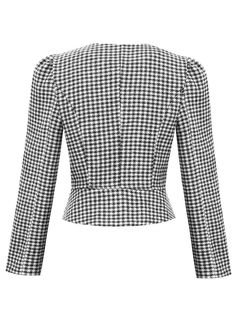 SPECIFICATIONS Style: vintage Elasticity: Non Strech Pattern Type: HOUNDSTOOTH Material: COTTON+POLYESTER Clothing Patterns: SLIM Clothing Length: short Season: Autumn/Winter Item Type: Blazers Collar: V-Neck Closure Type: Single Button Gender: WOMEN Decoration: Button Fit Type: Slim Fitted Black Houndstooth Outerwear, Black Houndstooth Button-up Outerwear, Tailored Black Houndstooth Blazer, Black Button-up Outerwear With Houndstooth Pattern, Fitted Double-breasted Houndstooth Outerwear, Long Sleeve Plaid Tweed Jacket, Black Tailored Houndstooth Outerwear, Tailored Black Houndstooth Outerwear, Tailored Black Outerwear With Houndstooth Pattern