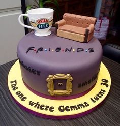 there is a cake that says friends on it