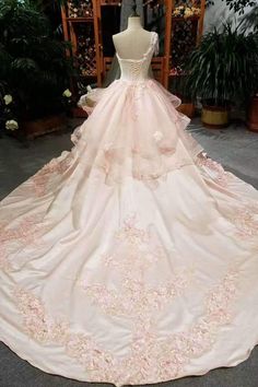 This dress could be custom made, there are no extra cost to do custom size and color. Pink Fantasy Dress, One Shoulder Ball Gown, Wedding Dresses One Shoulder, Asymmetrical Prom Dress, Bridesmaid Dress Sizes, Two Piece Homecoming Dress, Prom Dresses Two Piece, Dresses One Shoulder, Lace Homecoming Dresses