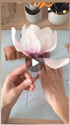 someone is making a flower out of paper