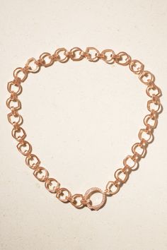 Repossi's designs are handcrafted in Italy and France using time-honored techniques. Cast from 18-karat rose gold, this necklace features the brand's sculptural 'Antifer' links - one is encrusted with a row of sparkling diamonds. Luxury Rose Gold Chain Necklace, Luxury Rose Gold Chain Necklace With Adjustable Chain, Luxury Rose Gold Jewelry With Adjustable Chain, Luxury Rose Gold Chain Necklace For Formal, Rose Gold Adjustable Pendant Chain Necklace, Rose Gold Pendant Chain Necklace With Adjustable Chain, Rose Gold Adjustable Chain Pendant Necklace, Rose Gold Metal Jewelry With Chain, Rose Gold Metal Chain Necklace With Lobster Clasp